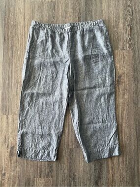J. Jill | Love Linen Blue Relaxed Leg Pull-on Crop Pant Elastic Waist Pockets XL